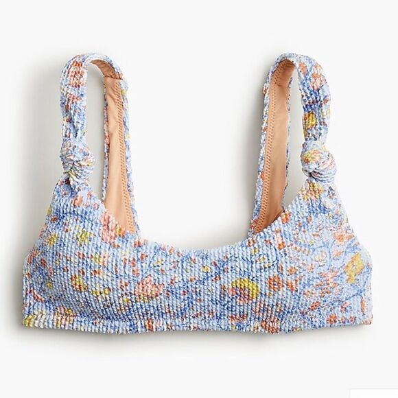 NWT J. Crew Scrunchie Knotted Scoop Neck Bikini Top Afternoon Floral Size 3X - Picture 1 of 10